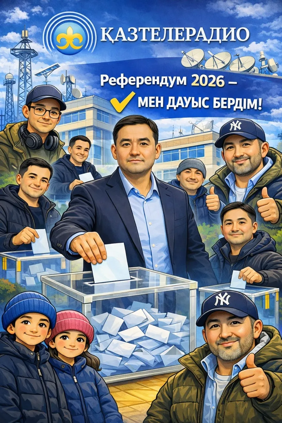 Сотрудники АО «Казтелерадио» по всей стране приняли участие в общенациональном Референдуме.